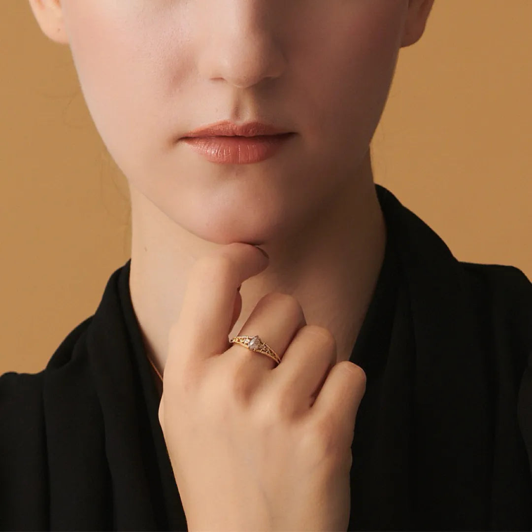 Anello Labradorite "Luce Imperiale" Argento Dorato Oro 10K