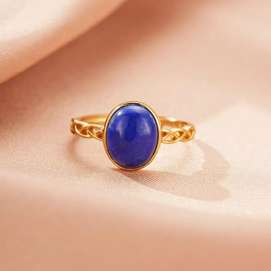 Lapis Lazuli Ring "Discreet Elegance" Gold-Plated 18K Gold Silver