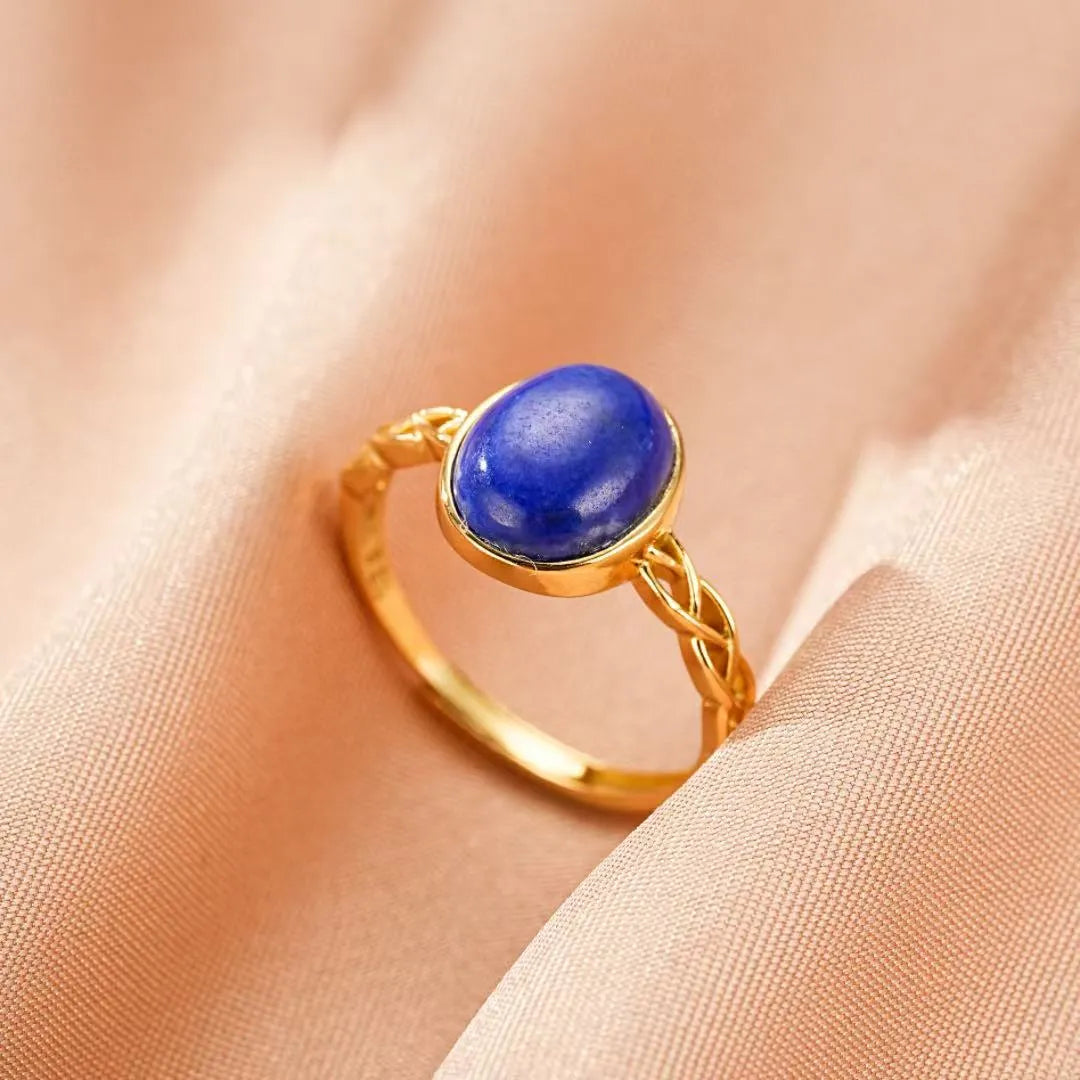 Lapis Lazuli Ring "Discreet Elegance" Gold-Plated 18K Gold Silver