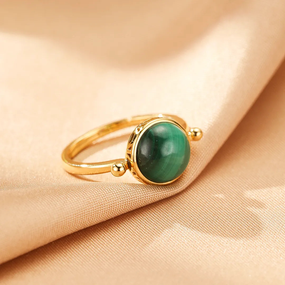 Malachit-Ring "Aura Antique" Vergoldetes Silber