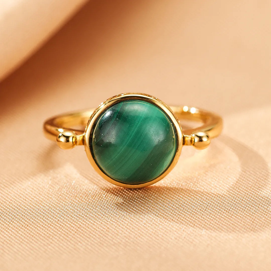 Malachit-Ring "Aura Antique" Vergoldetes Silber
