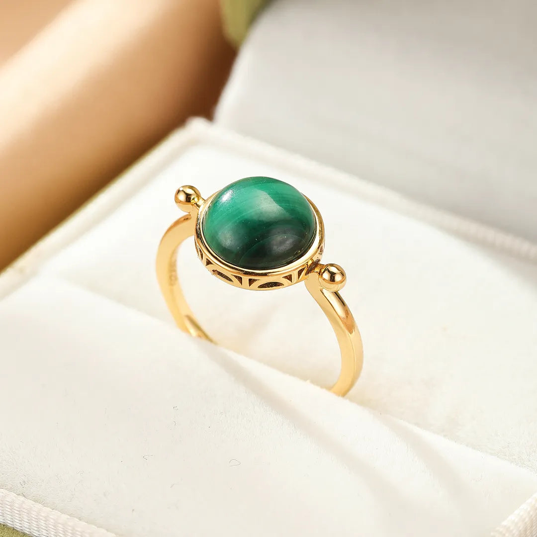 Malachit-Ring "Aura Antique" Vergoldetes Silber