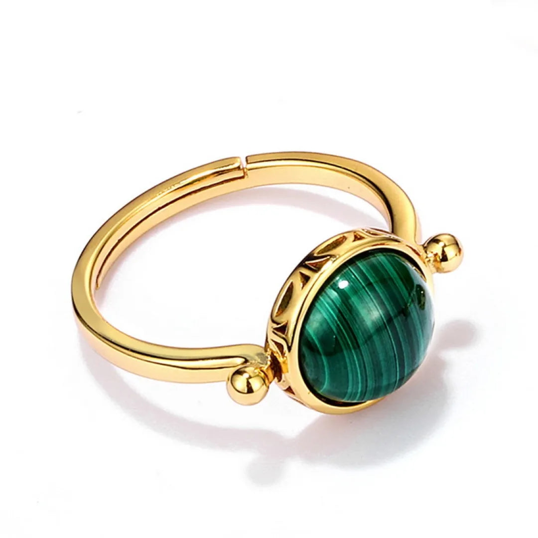 Malachit-Ring "Aura Antique" Vergoldetes Silber