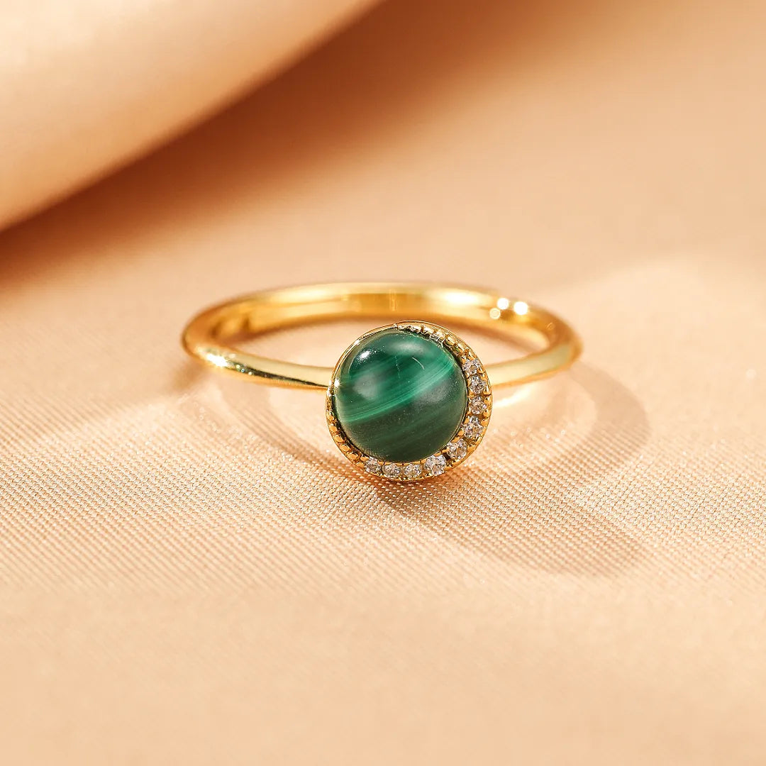 Bague Malachite "Halo Éclatant" Argent Doré Or