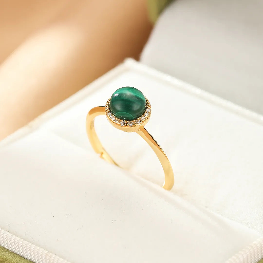 Bague Malachite "Halo Éclatant" Argent Doré Or