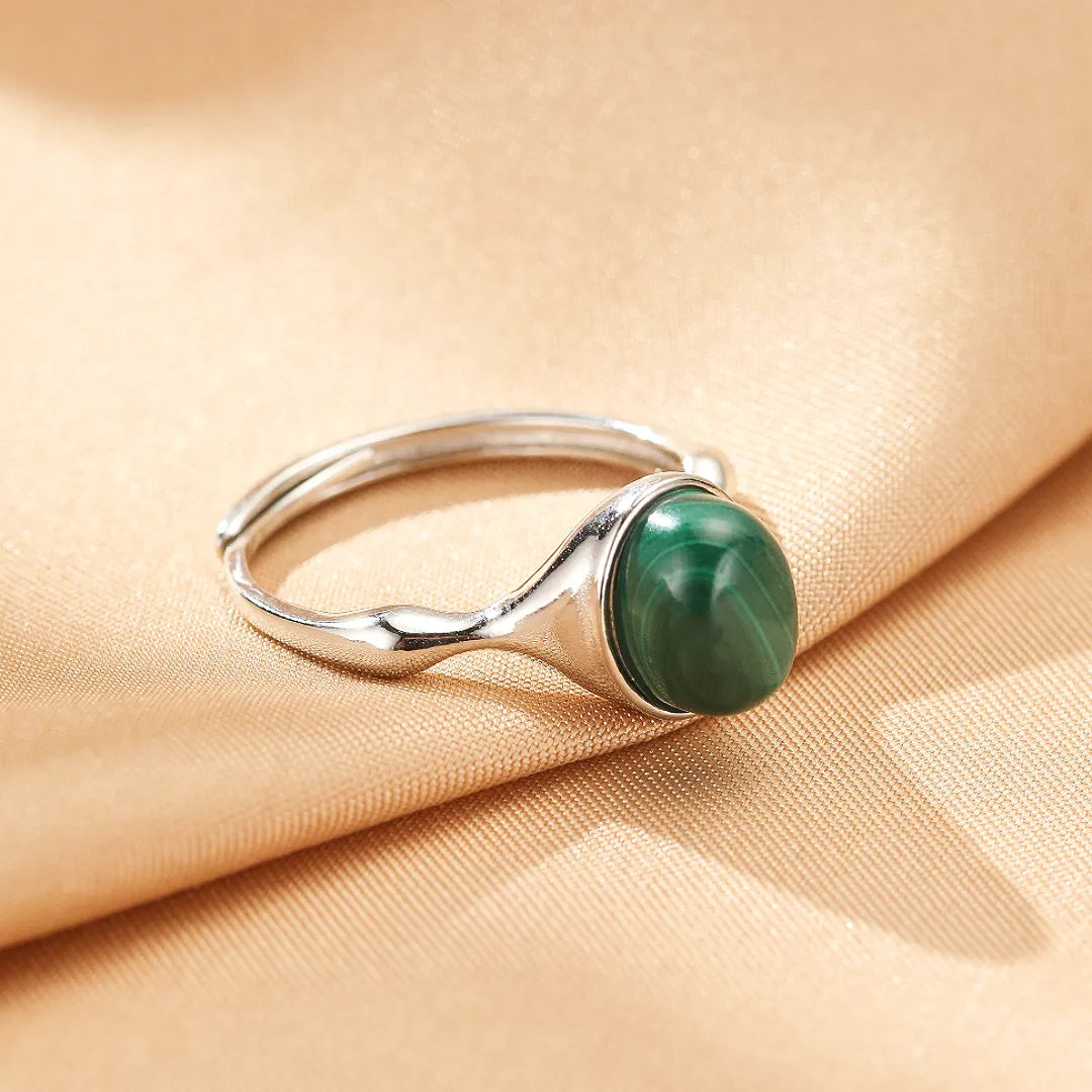 Malachit-Ring "Natürliche Transformation" Silber