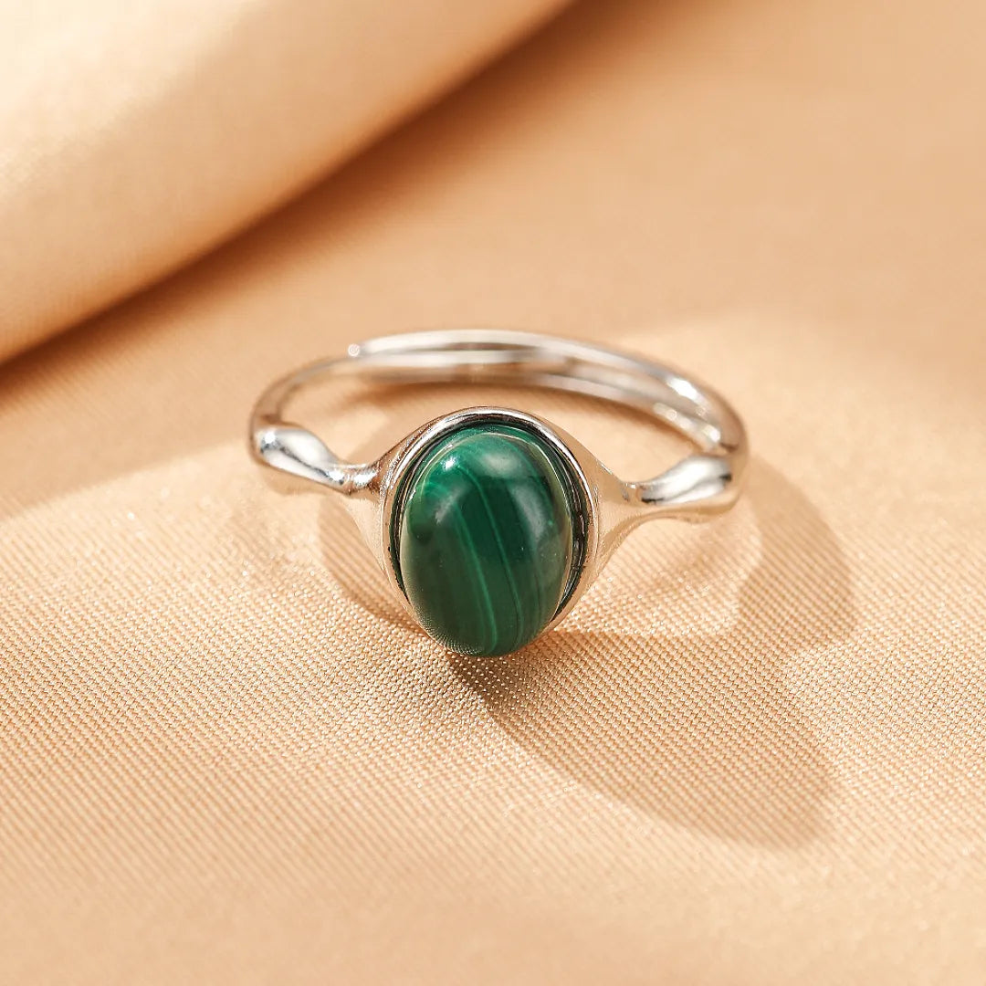 Malachit-Ring "Natürliche Transformation" Silber
