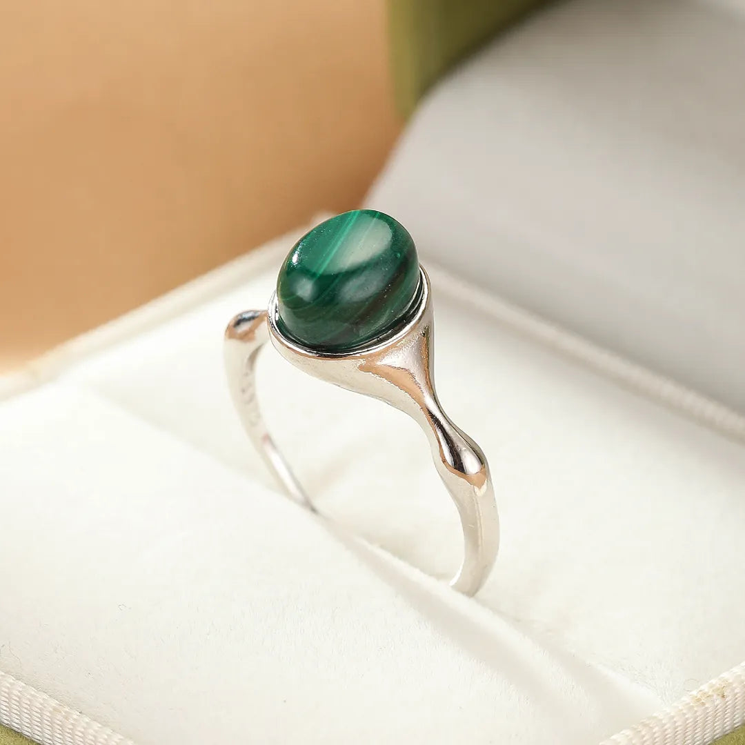 Malachit-Ring "Natürliche Transformation" Silber