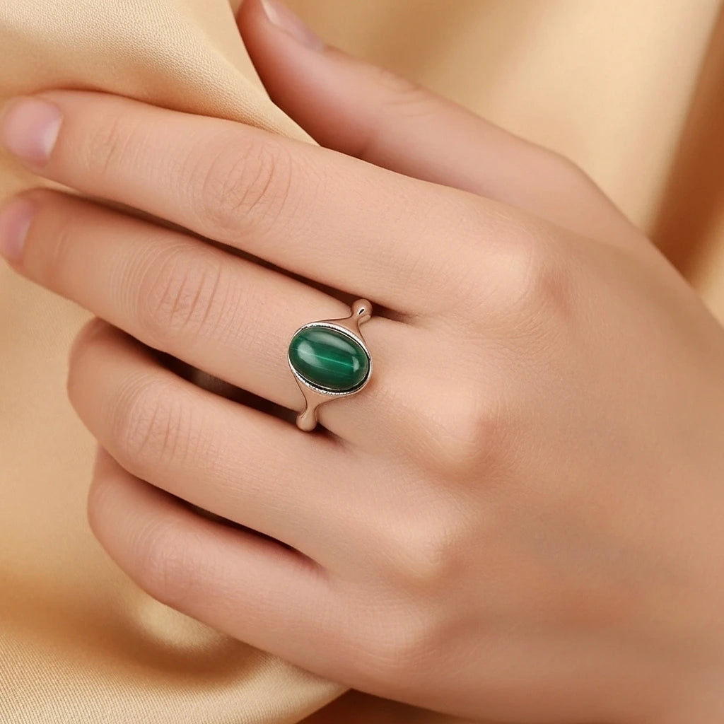 Malachit-Ring "Natürliche Transformation" Silber