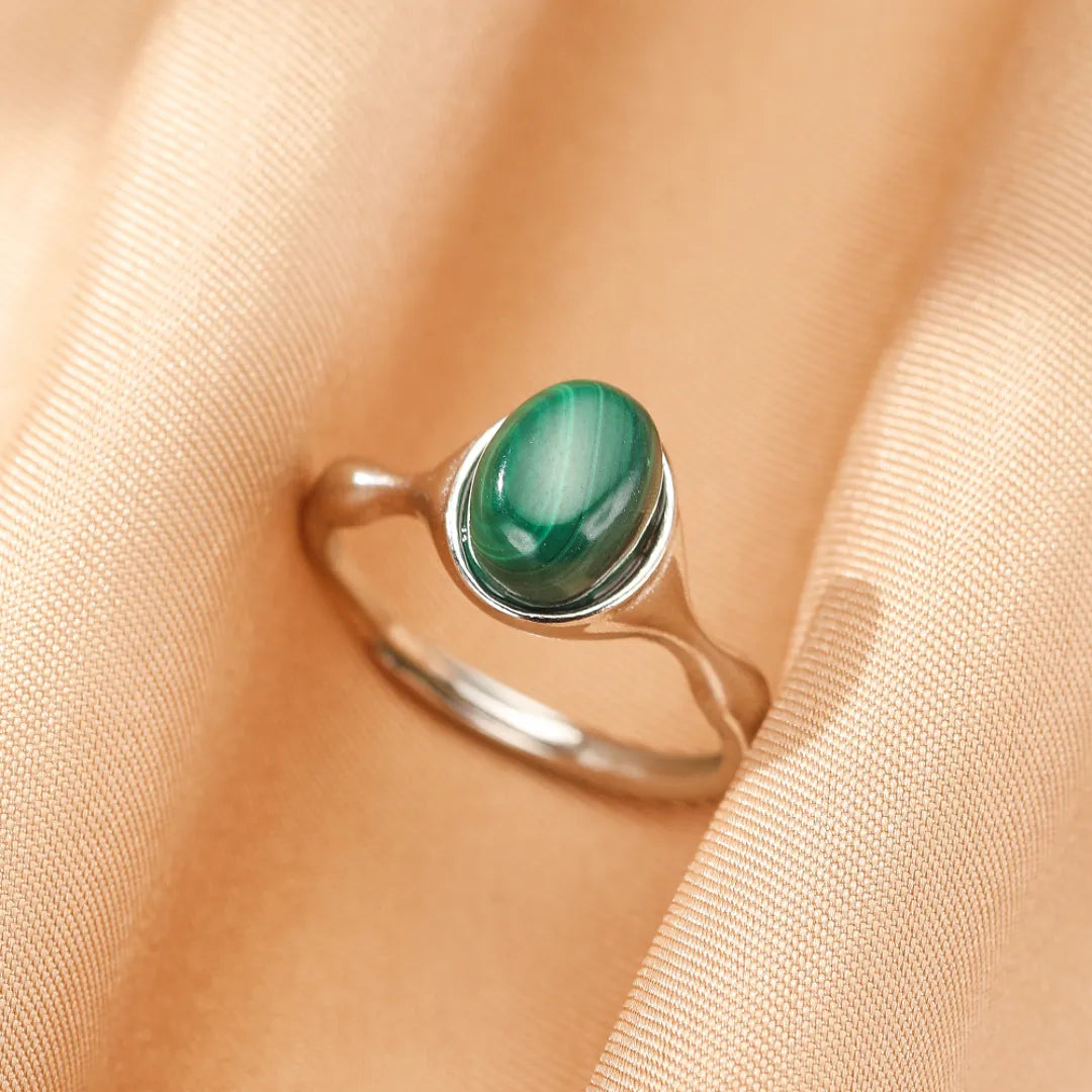 Malachit-Ring "Natürliche Transformation" Silber