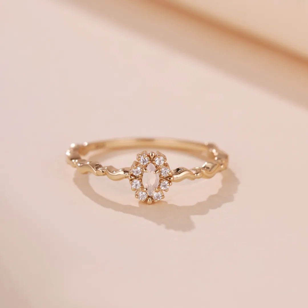 Opal Ring "Celestial Purity" Gold-Plated Silver