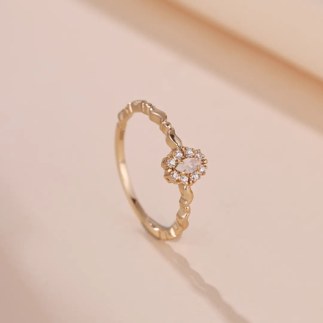 Opal Ring "Celestial Purity" Gold-Plated Silver