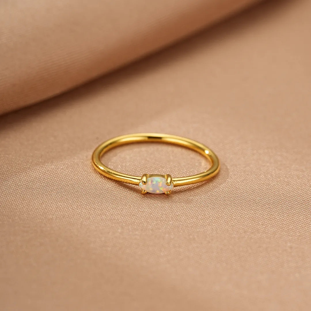 Bague Opale "Éclat Tendre" Argent Doré Or