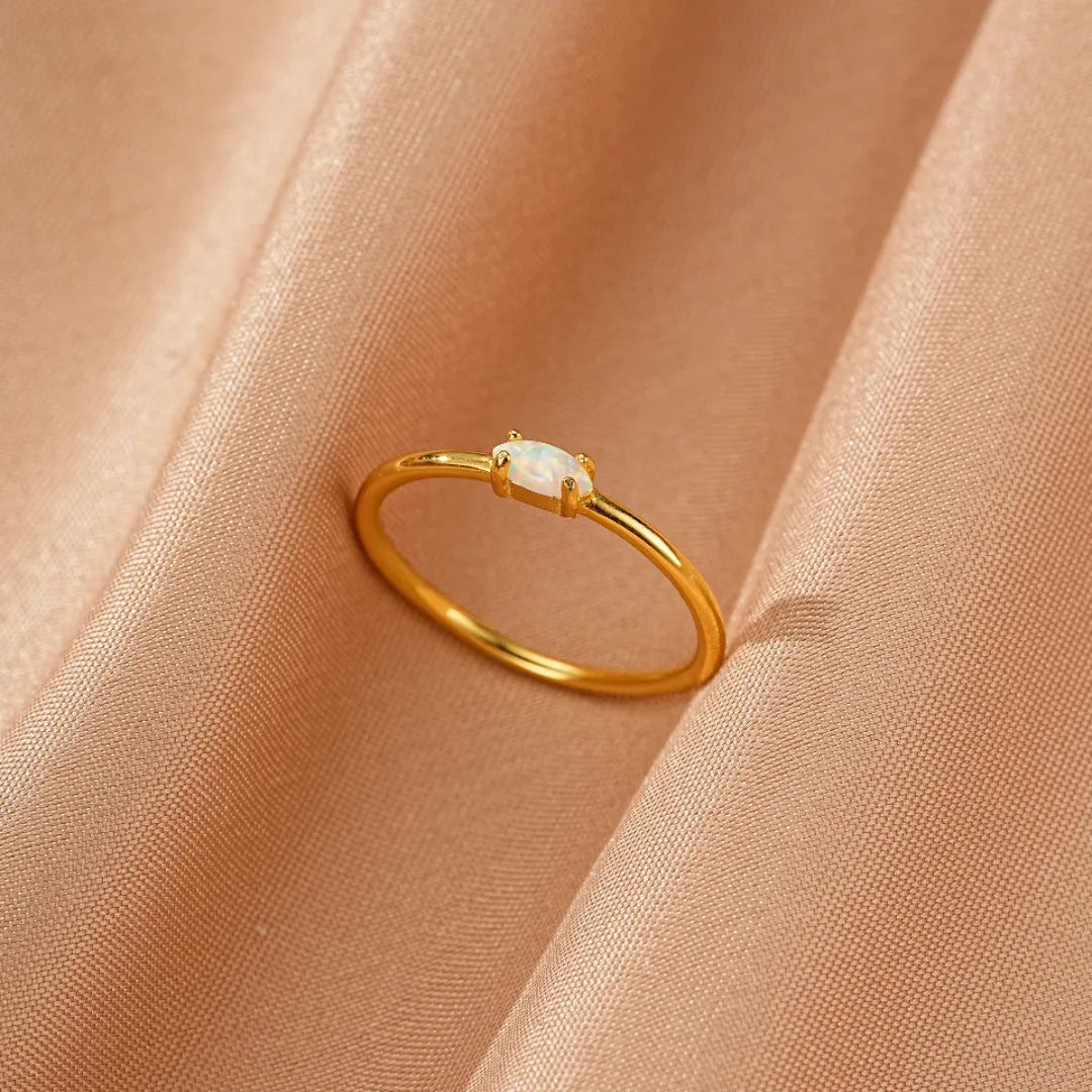 Bague Opale "Éclat Tendre" Argent Doré Or