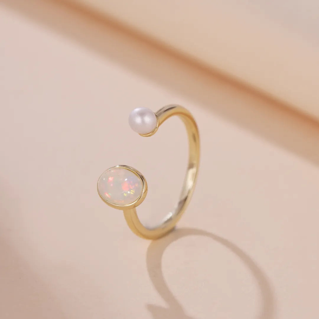 Anillo Ópalo "Reflejos Místicos" Plata Dorada Oro