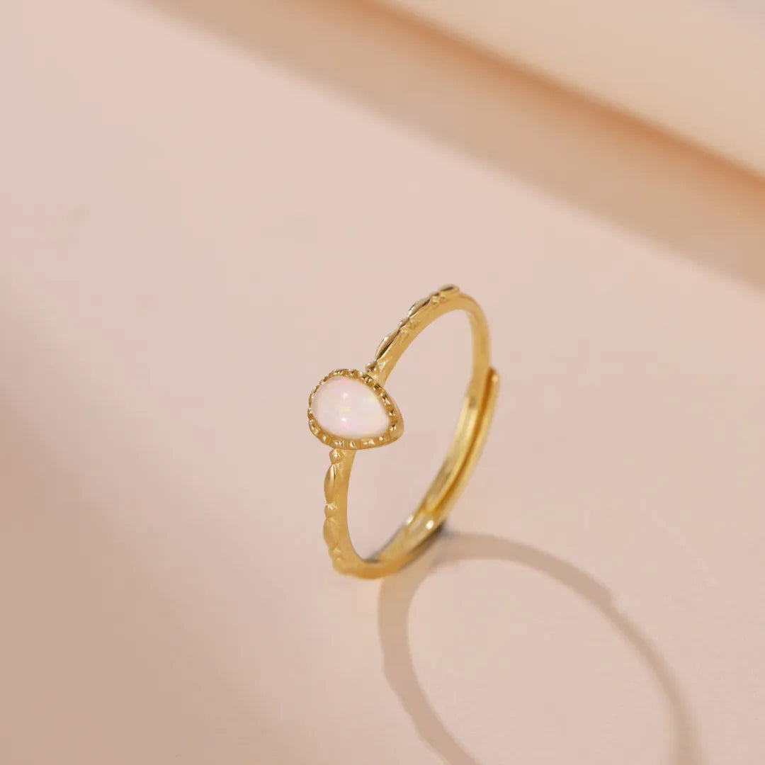 Anillo Ópalo "Gota Dulce" Plata Dorada Oro