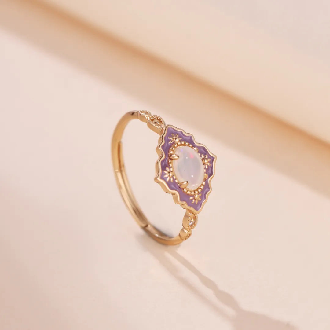 Bague Opale "Merveille Violet" Argent Doré Or