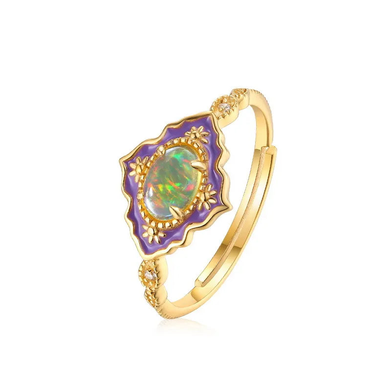 Bague Opale "Merveille Violet" Argent Doré Or
