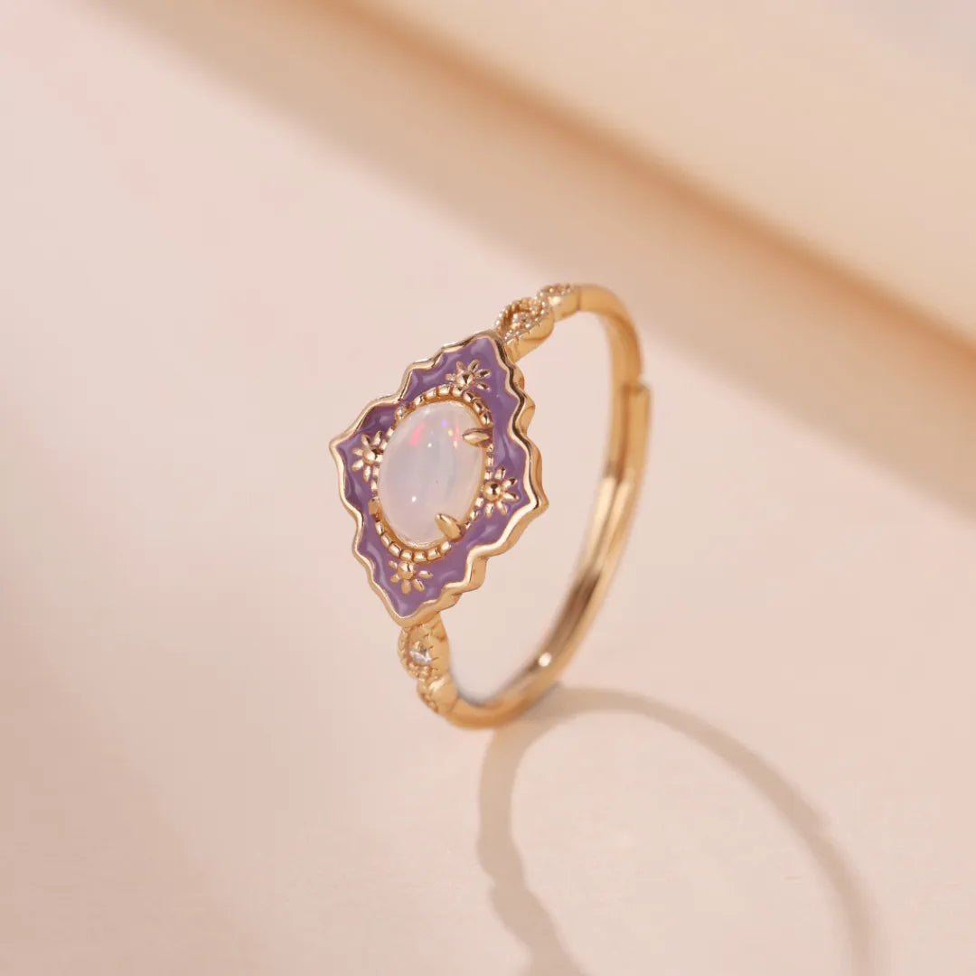 Anillo Ópalo "Maravilla Violeta" Plata Dorada Oro