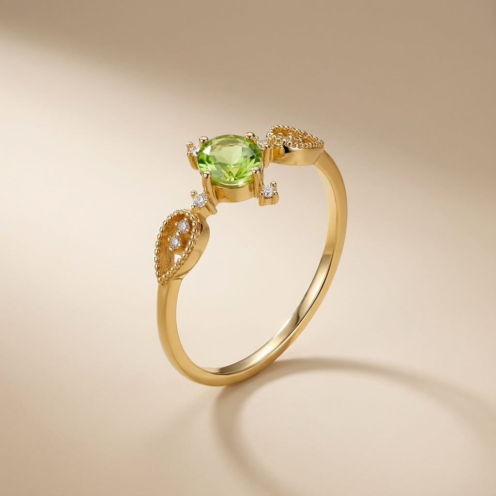Peridotring "Innere Prosperität" Vergoldetes Silber