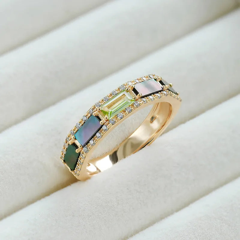 Anillo Peridoto "Reflejos Luminosos" Plata Dorada Oro