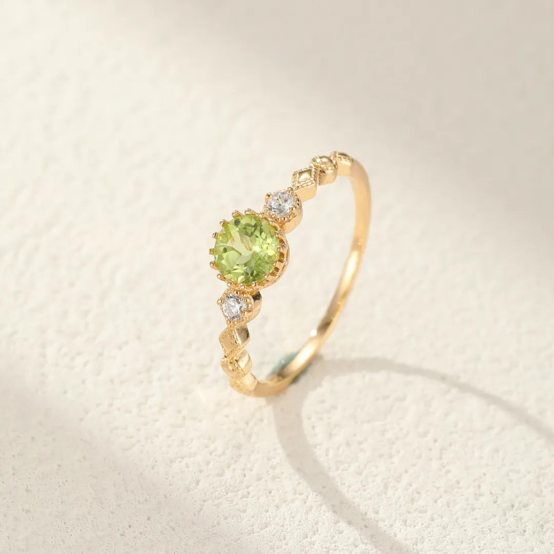 Peridotring "Grüner Sonne" Vergoldet Silber
