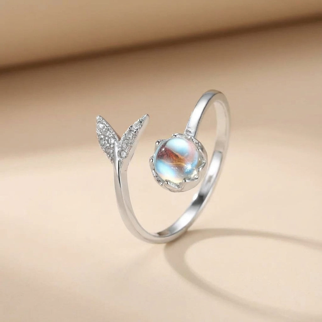 Anillo de Piedra de Luna "Dulzura de Mañana" Plata