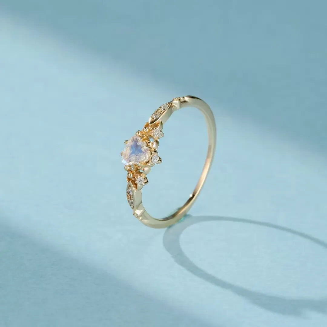 Moonstone Ring "Celestial Queen" Gold-Plated Silver