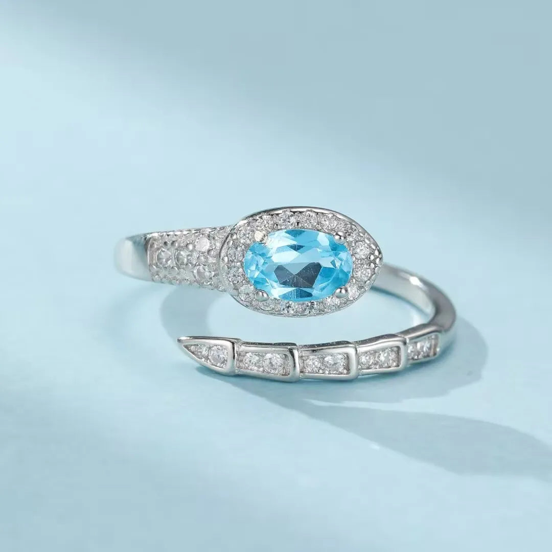 Bague Serpent Topaze "Éclat de Renaissance" Argent