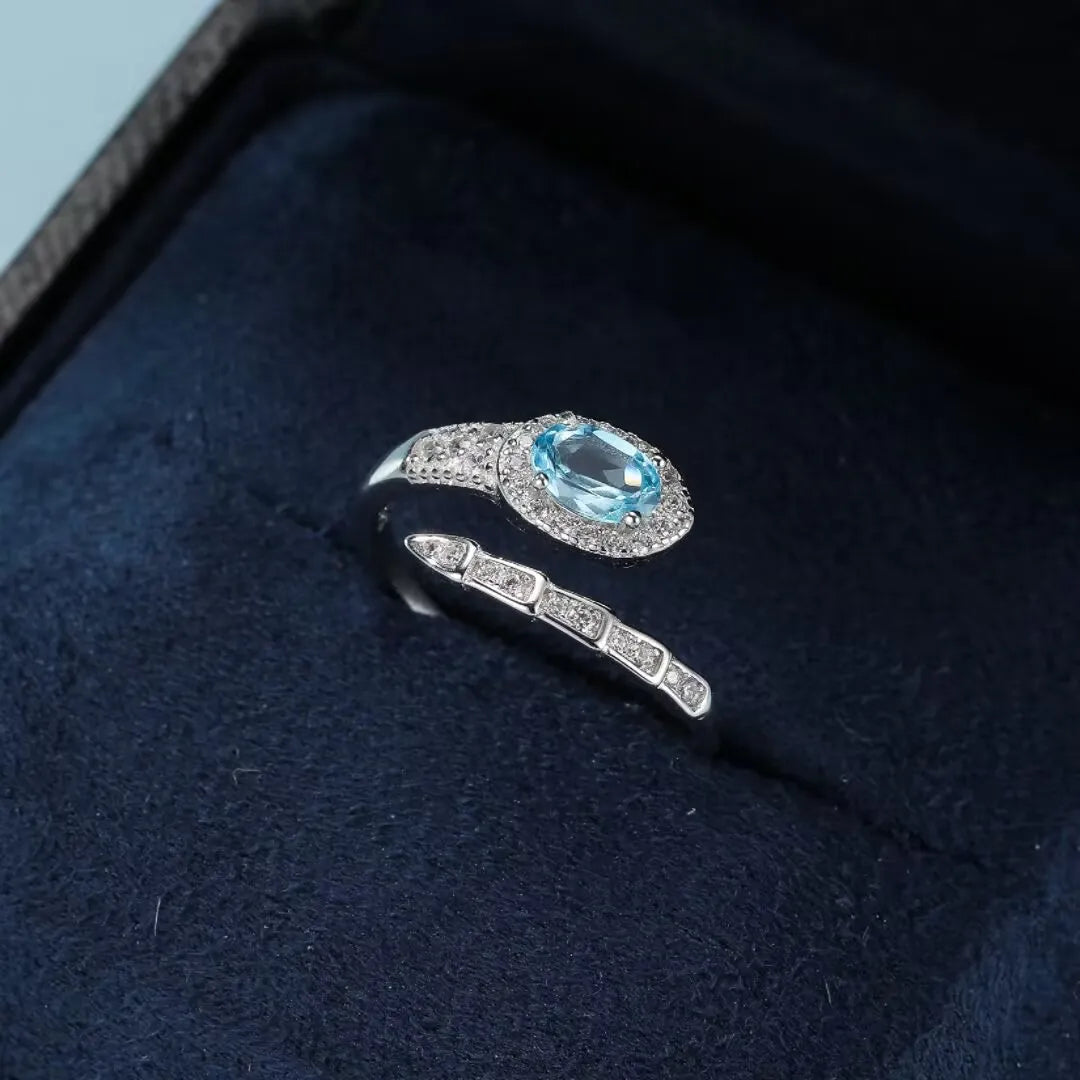 Bague Serpent Topaze "Éclat de Renaissance" Argent