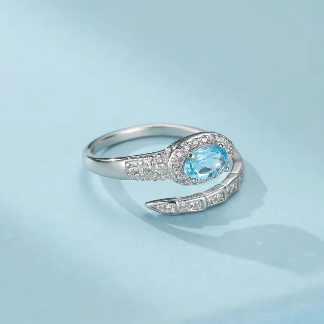 Bague Serpent Topaze "Éclat de Renaissance" Argent