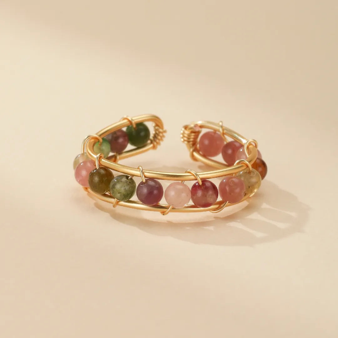 Bague Tourmaline "Arc Coloré" Doré Or