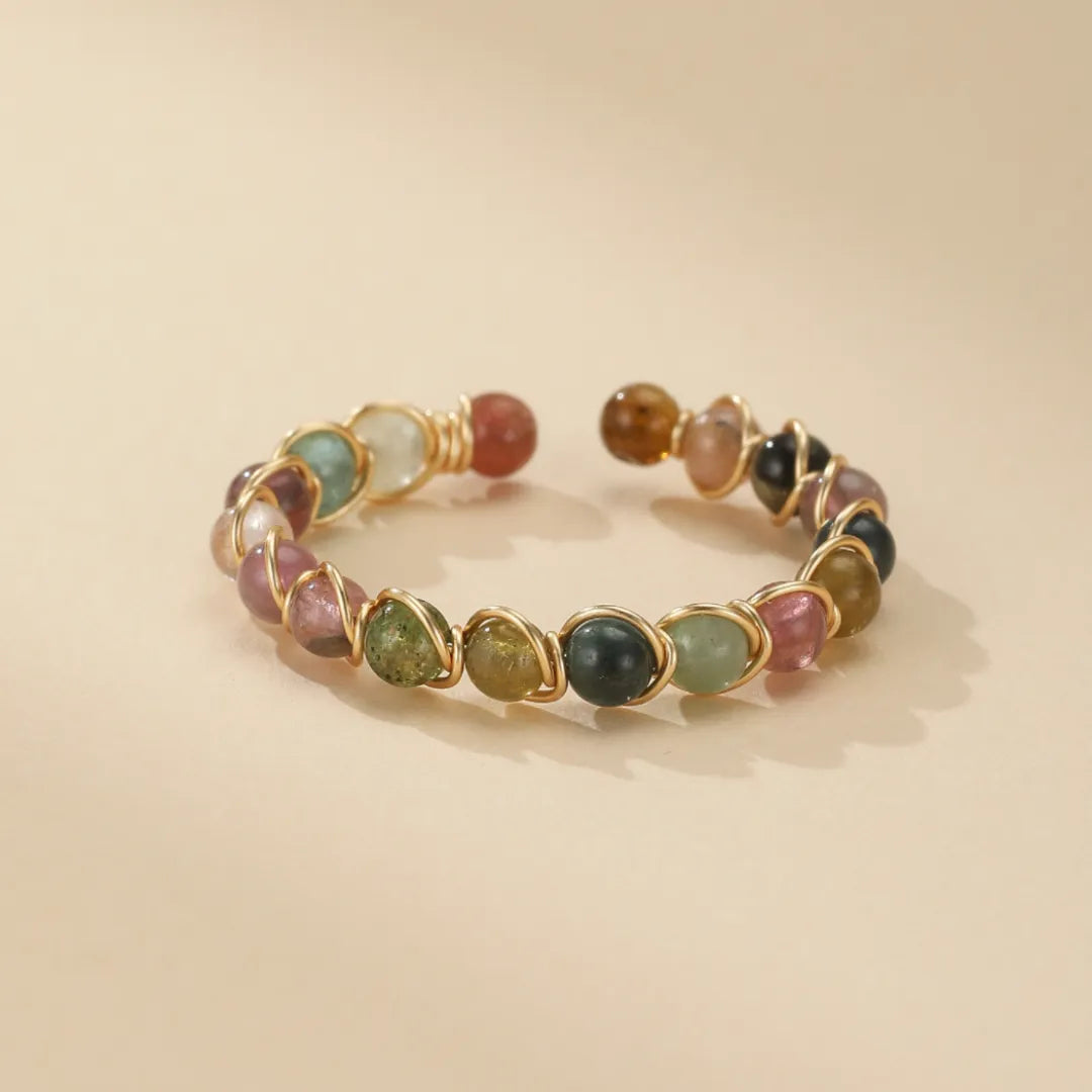 Bague Tourmaline "Arc Coloré" Doré Or