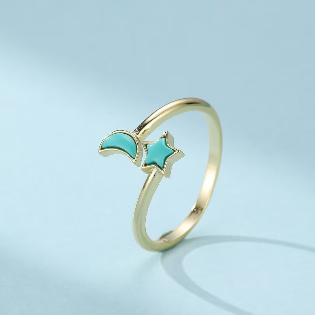 Bague Turquoise “Équilibre Céleste” Argent Doré Or