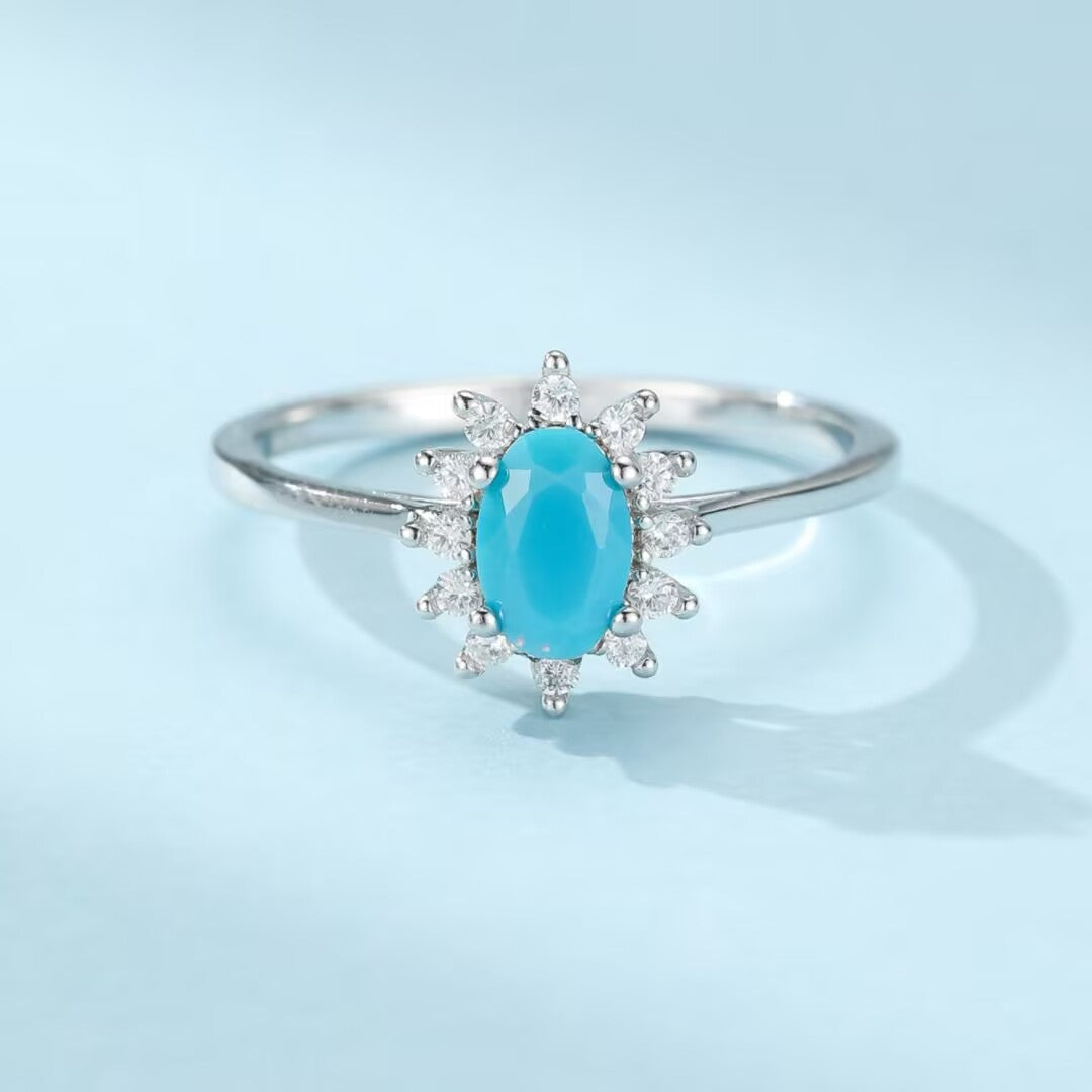 Türkisring “Meeresblume” Silber
