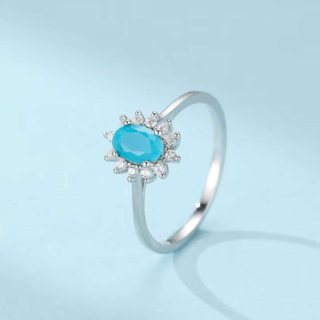 Türkisring “Meeresblume” Silber