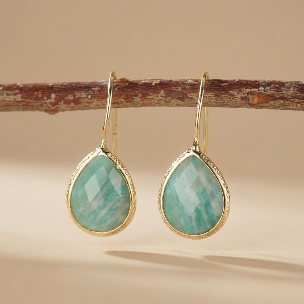 Boucles d'Oreilles Amazonite "Gouttes Pures" @main