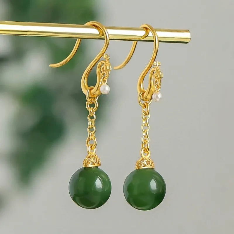 
Orecchini Jade "Tesoro Sereno" Argento Dorato Oro