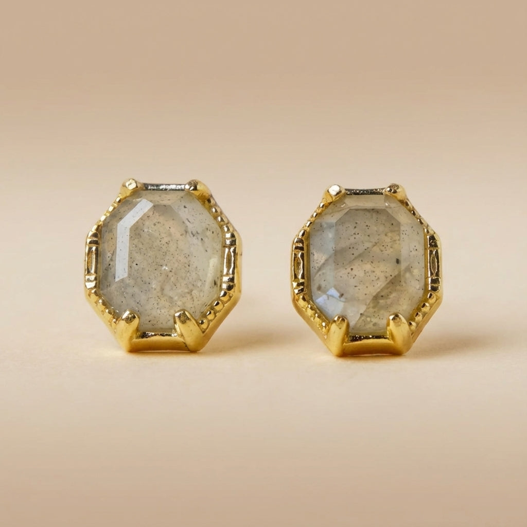 Ohrringe Labradorit "Mystische Eleganz" Goldplattiert Silber