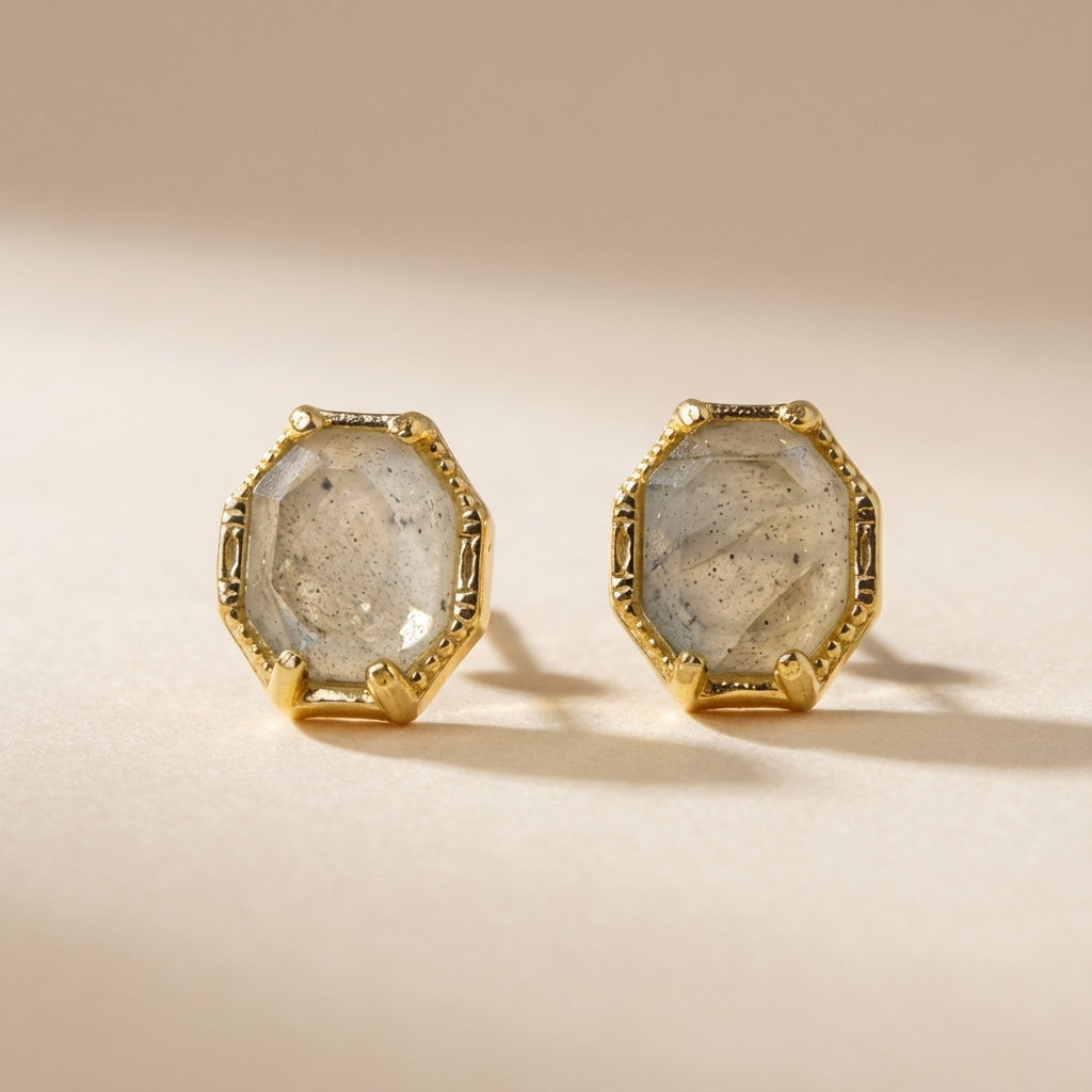 Ohrringe Labradorit "Mystische Eleganz" Goldplattiert Silber