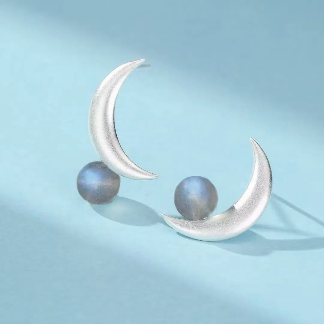 Ohrringe Labradorit "Verzaubernder Mond" Silber