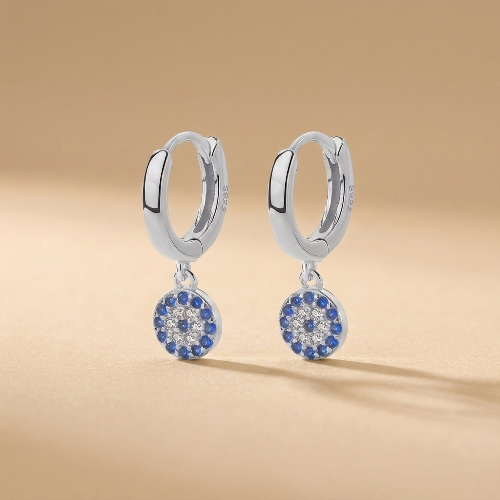 Boucles d'Oreilles Mauvais Œil "Charme Argenté" Argent @main