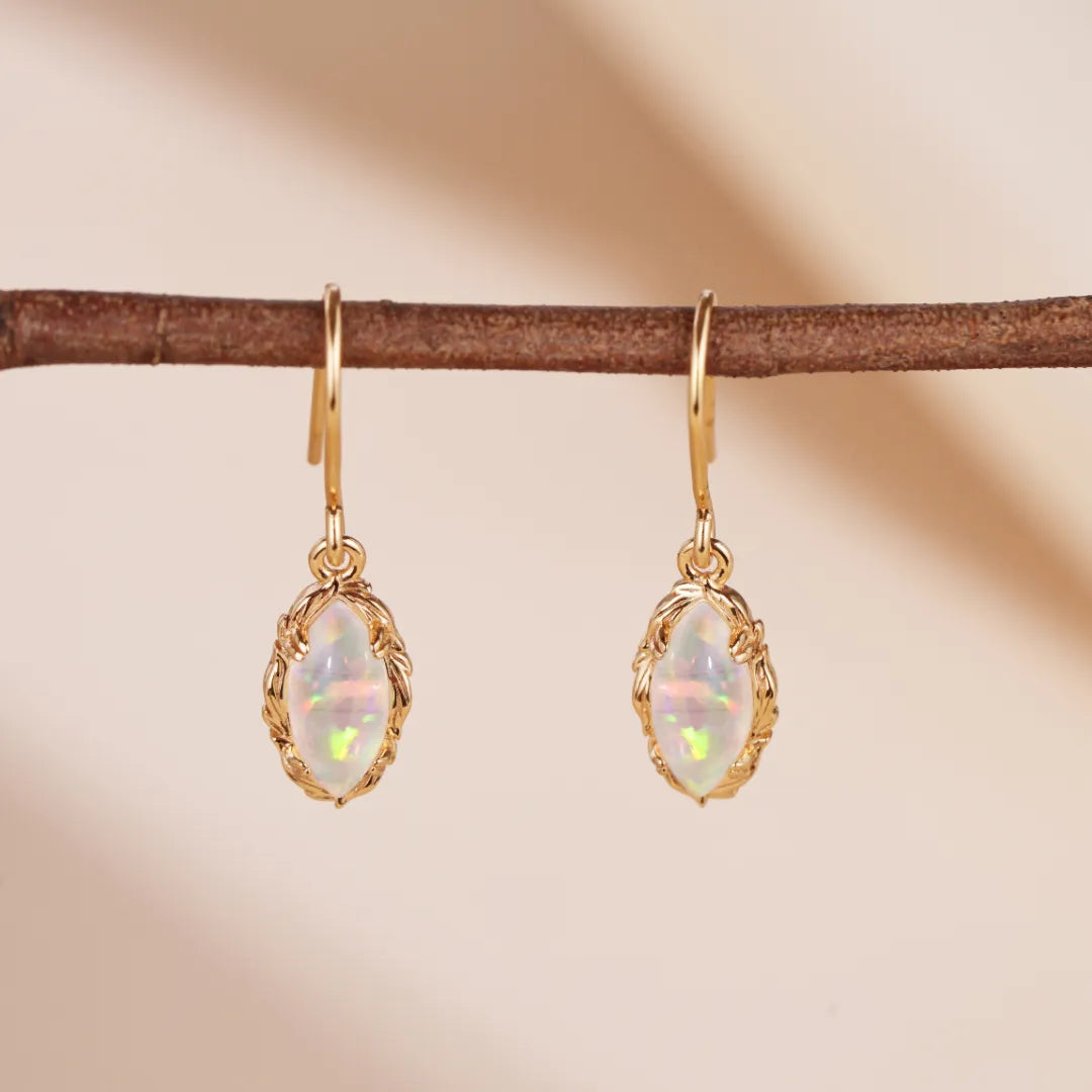 Ohrringe Opal "Verzauberndes Aura" Goldplattiert Silber