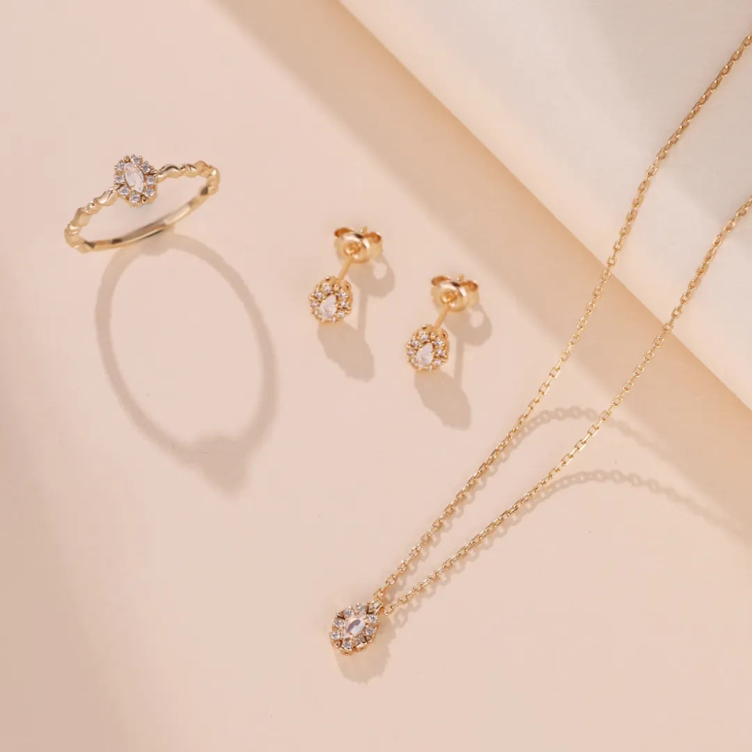 Collana Opale "Purezza Celeste" Argento Dorato Oro