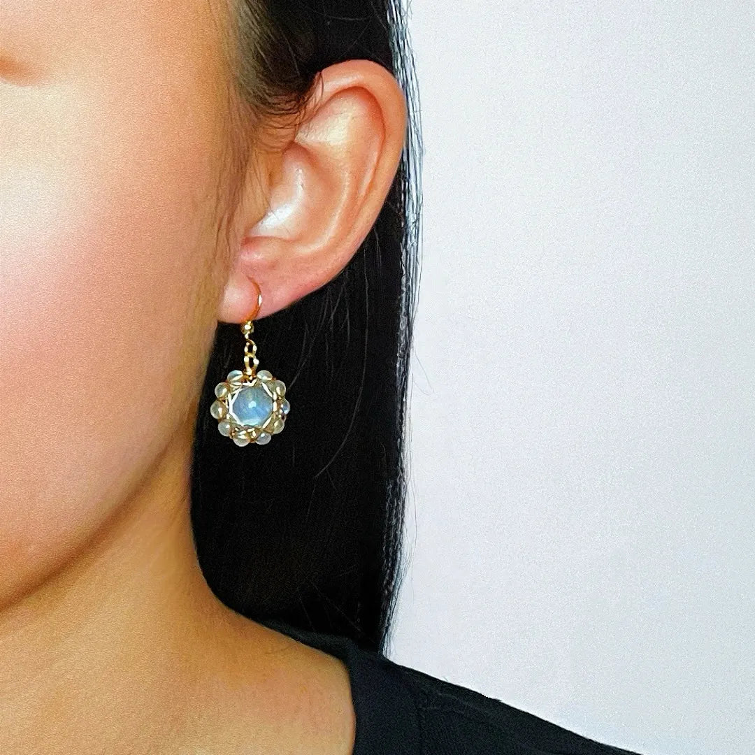 Orecchini Labradorite "Fleur Céleste" Dorato Oro