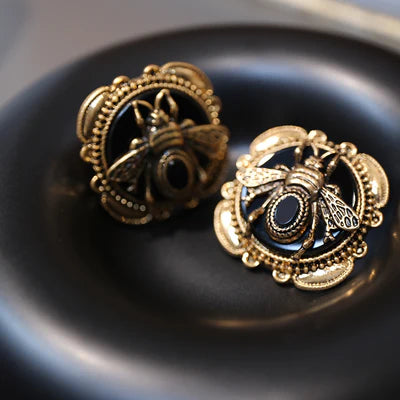 Boucles d'Oreilles Agate "Abeille Dorée"