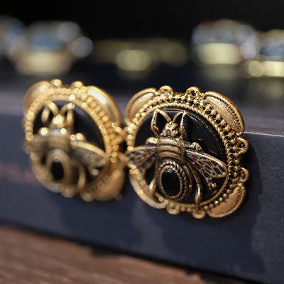 Boucles d'Oreilles Agate "Abeille Dorée"