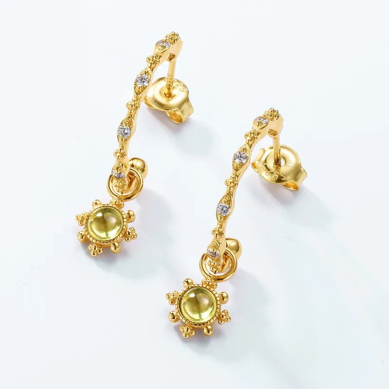 Boucles d'Oreilles Créoles Péridot "Force Lumineuse" Argent Doré Or