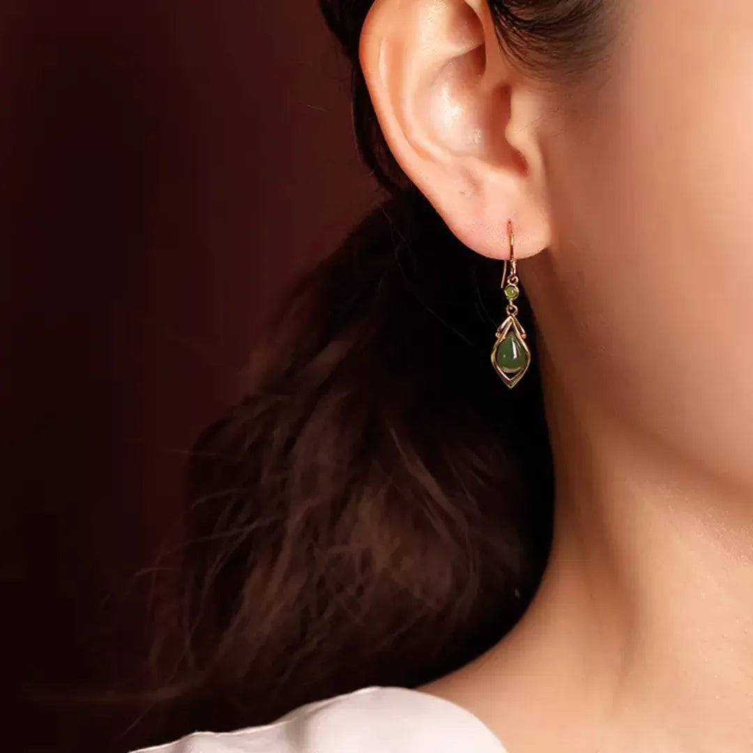 Jade Ohrringe "Harmonie Tropfen" Silber
