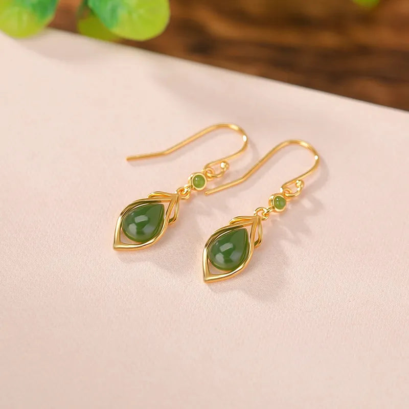 Boucles d'Oreilles Jade "Goutte d'Harmonie" Argent